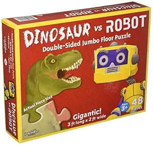 Dinosaur vs. Robot 48 Piece Double Sided Floor Puzzle by Imagination Generation - 3 ft x 2 ft