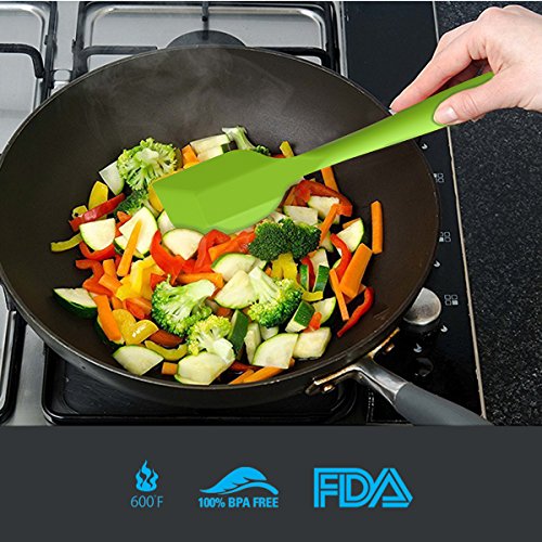 EXVI 3-teilig Flexible Spachtel Silikon-Set Hitzebeständig Antihaft (Grün) - 4