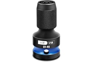 ZOZOA Schlagschrauber Bit Adapter, 1/2-Zoll Vierkantantrieb auf 1/4-Zoll Sechskant-Stecknuss-Adapter, für Impact Wrench, CR-MO Stahl, Blau