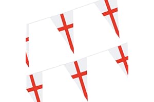 MUSTAVO England Bunting Euro 2024 Euros St Georges Cross Flag Triangle Bunting | 9 Metres or 29.5Ft Long | Indoor or Outdoor Use | Football Rugby Cricket St Georges Day