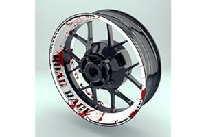 ‎ONEWHEEL OneWheel Felgenrandaufkleber Motorrad 4er Komplett-Set (17 Zoll) - Felgenaufkleber Road Rage schwarz-weiß-rot (Design 1 - glänzend)
