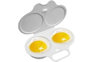 EHOTER Microwave Egg Poacher Reusable Poached Egg Maker Microwave Egg Cooker Egg Poacher Cups 2 Cavity Nonstick Poached Egg Maker with Lid Double Cups Egg Boiler for Home Kitchen (1PCS)