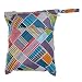 Waterproof Resuable Wet Dry Baby Diaper Bag Organizer Pouch Dual Zipper Two Pockets Checked Pattern