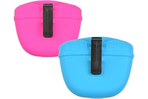 NA Lot de 2 sacs à gâteaux pour chiens sacs alimentaires en silicone sacs pour chiens sac de rangement pour chiens, sac de rangement pour aliments pour chiens avec clip rouge + bleu