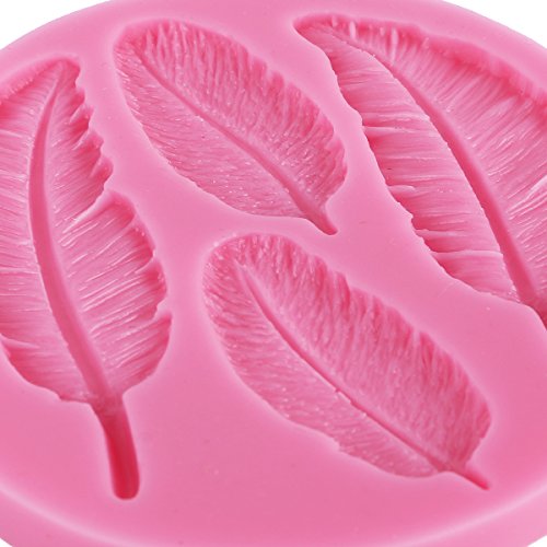*Versand aus Deutschland* 4-Loch Feder Straussenfeder Silikon Ausstechform Ausstecher Fondant Marzipan Deko Torten - 3