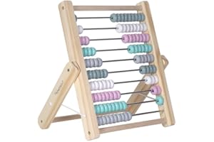 Kindsgut Abaco, Regla de cálculo para Aprender de Madera para Contar y calcular hasta 100, Colores sutiles y diseño Sencillo, Contar, Rosado Claro