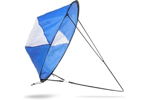 MOKERNALI Vela da Vento Kayak,Vela per Kayak Pieghevole,kayak wind vela,108×108cm,Kayak Barca Vento Vela con Finestra Trasparente,con Borsa per il Trasporto in Blu e Bianco,Protezione UV,per Kayak,Canoe