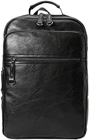 LAIDAYE Retro Men's Shoulders Bag Fashion Business Casual PU Leather Backpack Travel Computer Backpack,Black-OneSize