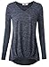 DJT Damen Casual Bluse Langarm T-Shirt Tops mit V-ausschnitt Blau Medium