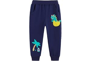 Pilipulu Pacco da 2 Pantaloni Bambino Dinosauri Pantaloni Bambini 100% Cotone Pantaloni Sportivi Ragazzo Pantalone Dinosauro Jogging Sportivi Jogger 2-7 Anni