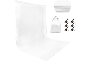 Miorkly białe tło, tło 1,8 x 2,8 m z 6 szczypcami, dekoracje do studia fotograficznego, 100% poliester, przenośne, składane, białe tło fotograficzne (uchwyt na tło nie wchodzi w zakres dostawy)