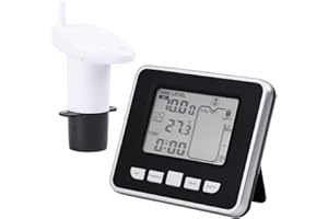 Simlug Medidor de líquido ultrasónico, sensor de medidor de nivel de profundidad de líquido de tanque de agua ultrasónico con pantalla de temperatura