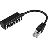 Ethernet Splitter 1 Male to 3 Female, RJ45 Connector Adapter | Triple Network Connector RJ45 Splitter Compatible with Cat5/5e