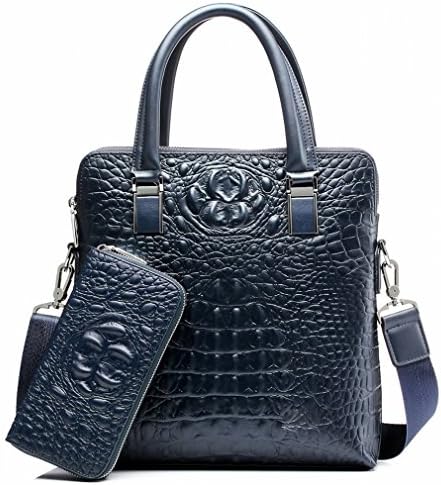 Q Billetera Men'S Business Notebook Computer Package Men and Women Fashion Europe and the United States Trendy Shoulder Diagonal Bag,Blue + hand bag