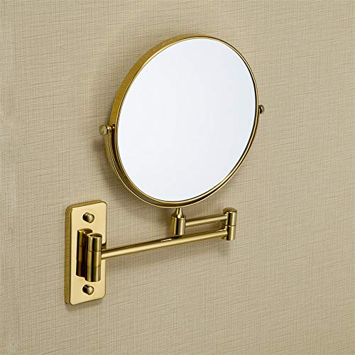Preisvergleich Produktbild Amgend Gold Badezimmer Wand-montiert Lupe vergoldet Schminkspiegel versenkbare rotierende Falten Beaut