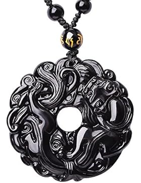 Mode klassischen chinesischen Stil Buddha Glück Obsidian / Gold Obisdian Drachen Brave Mans Kristall Steinpendel...