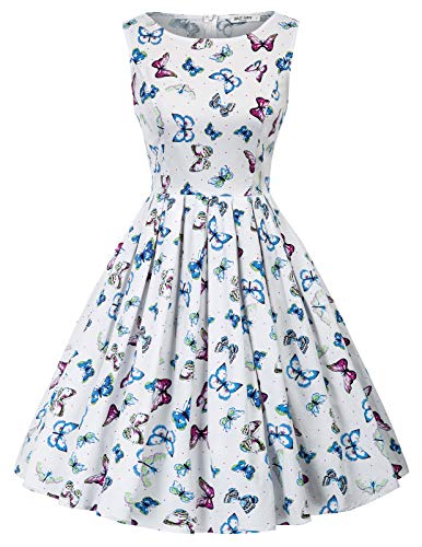 Robe 1950 's Style Audrey Hepburn Rockabilly Pin-up Robes Plissées Col Rond Imprime Flamingo Grande Taille XL CL992-4