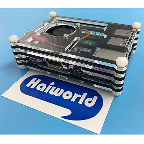 Haiworld 3 in 1 Profi-Kit für Raspberry Pi 3 B & 2B und B +, Schwarz 9 Scheiben Kastenbox + Lüfter + Kühlkörper - 9