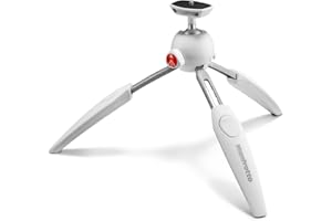 Manfrotto MTPIXIEVO-WH, PIXI EVO 2-sekcyjny mini statyw, składany, kompaktowy rozmiar, do lustrzanek cyfrowych klasy wejściowej, kompaktowych kamer systemowych, bezlusterkowy, biały