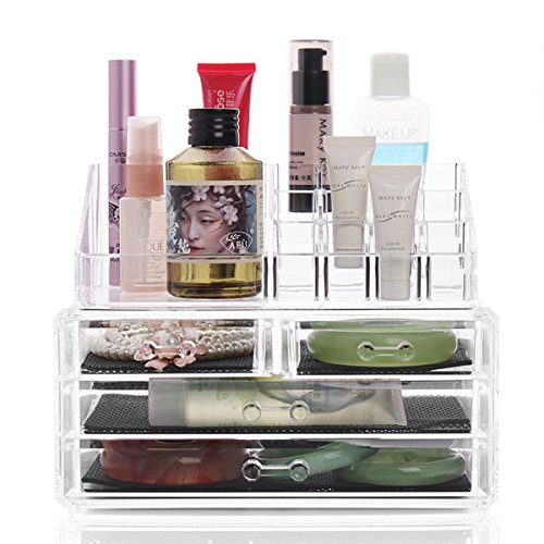 MJARTORIA Acryl Kosmetik Organizer Make Up Aufbewahrung Ordnungsständer Schubladenbox 4 Stücke Sortierkasten - 5