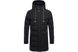 Celucke Winterparka Herren Gesteppte Parka-Jacke Lange Winterjacke Mit Kapuze, Männer Pufferjacke Dicke Winter Warme Daunenparka Wattierte Jacke Mode Kapuzenparka
