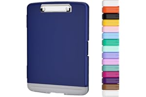 Piasoenc Clipboard with Storage, 8.5x11 Storage Clipboards with Pen Holder and A4 Legal Paper Folder, Heavy Duty Plastic, Folio & Side-Opening, Low Profile Clip, for Nurses, Teachers, Lawers,Navy Blue