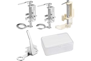 TANCUDER TAUCUDER 4 Stück Stickerei Fuß Robuster Quilting mit Aufbewahrungsbox aus Kunststoff Fuß Nähfüße für Haushalt Multifunktionale Nähmaschinen Einschließen Zehe, Metall Offene Spitze,Siber/Weiß