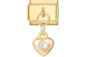 Hoomall Italian Charm Bracelet Charms mit Anhänger Armband Fußkettchen Halskette Charms 10x9mm Gold Edelstahl Italian Charms DIY Modul Charm Abnehmbare Schmuck