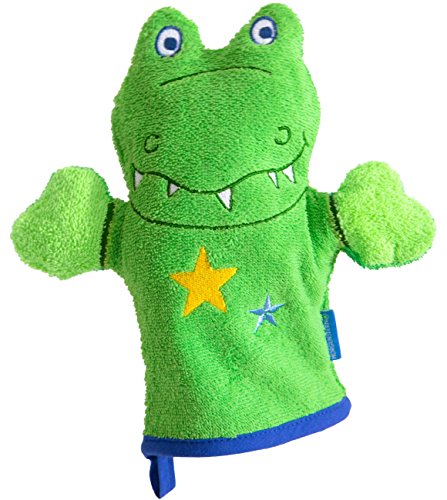 Morgenstern, Figuren – Waschhandschuh, Motiv Krokodil, Farbe grün, Material Baumwolle, Handpuppe, Waschlappen - 2