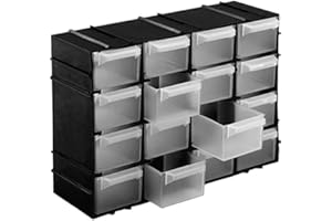 Kigima Cassettiera portaminuteria 16 scomparti 22x15x8cm (Nero)