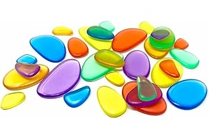 Playlearn Rainbow Stone for Stacking & Balancing Games for Children-30Pcs Rainbow Pebbles Sensory Fidget Toys Building Games Balancing Stones-Colorful Rainbow Stacking Peeble Stones for Sorting Game