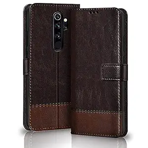 TheGiftKart Dual-Color Leather Finish Redmi Note 8 Pro Flip Back Cover | Inbuilt Stand & Pockets | Wallet Style Flip Cover Case for Redmi Note 8 Pro (Coffee & Brown)