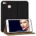 Produktbild mtb more energy® Leder Bookstyle Case für Xiaomi Redmi 4 / Redmi 4X (5.0'') | schwarz | Echtleder | Schutz-Tasche Wallet Folio Cover Hülle