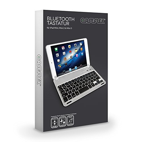 Caseflex Ultra Dünn Bluetooth Tastatur mit magnetischer Halterung & verstellbarem Haltstand für iPad Mini, Mini 2 & Mini 3 - 7