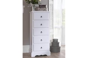 ROMANCE ANTIQUE WHITE FURNITURE Romance TRUE White 5 Drawer Tallboy, Quality FULLY ASSEMBLED chest of drawers
