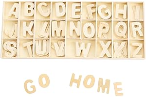 HIOQFR 130 Pièces Petite Lettre en Bois Puzzle en Bois Alphabet A à Z Lettres de Scrabble Deco Lettres Majuscules Lettres de L'Alphabet en Bois Lettre Decorative Bois pour DIY,L'artisanat -Beige