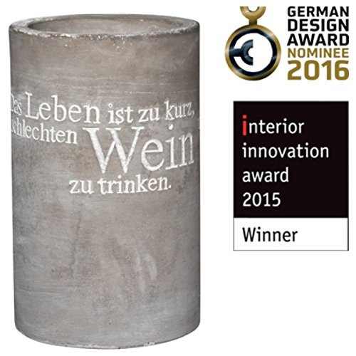 Räder – P.e.T. Vino Beton Weinkühler „Das Leben ist zu kurz…“ Höhe 21,5 cm - 2