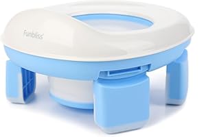 Funbliss Folding Potty Seat for Boys and Girls - Portable Toilet for Potty Training - Toddler Potty Seat for Travel - Easy to Use and Clean - Suitable for Ages 1-8,Blue