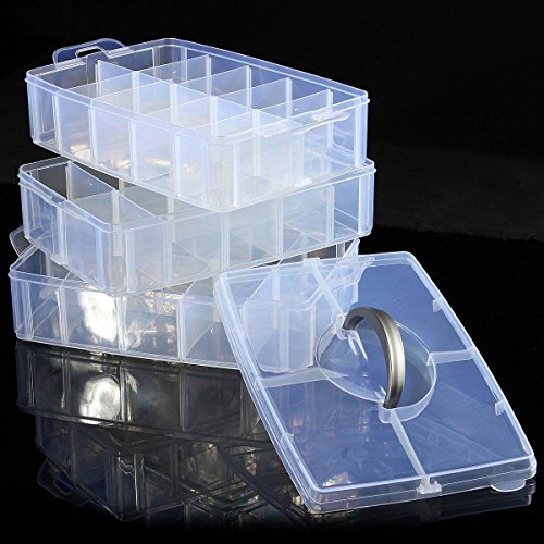 LUCKYFINE 3 Schichten Sortierbox Schmuck Boxen Aufbewahrungsbox Sortierkasten Plastik - 4