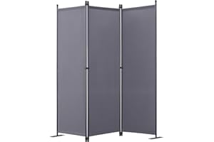 ‎ANGEL LIVING Angel Living 3-Piece Privacy Screen, Folding Screen, Room Divider, Privacy Screen Made of Steel and Polyester (Grey)