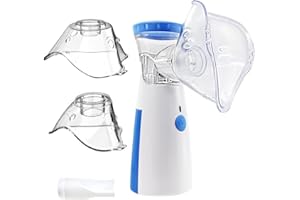 FONCBIEN Nebulizador portátil para niños y adultos, Nebulizador Portatil Aerosoles Nebulizador 2 mascarillas y Boquilla Inhalador de Vapor silencioso