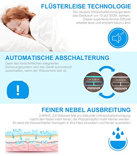 Aroma Diffuser HODGSON 300ml Utraschall Luftbefeuchter Holzmaserung Öl Diffusor mit 7 Fraben LED für Beauty-Salon, SPA, Yoga, Schlafzimmer, Wohnzimmer, Konferenzraum - 2