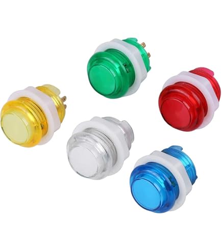 Lot de 5 boutons poussoirs d'arcade, boutons poussoirs lumineux à DEL de 28 mm pour jeux vidéo d'arcade, boutons de pièces d'arcade, boutons de jeu à commande automatique (5 V