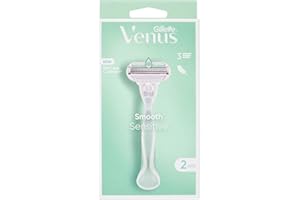 Gillette Venus Smooth Sensitive Women's Shaver with 2 Razor Blades, 3 Blades for a Close Shave, Current Version