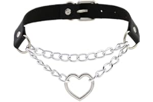 PINICECORE Oulensy Dark Gothic Herz Kette Chokerkragen Harajuku Punk Choker Frauen Mädchen Schwarz Leder Chocker Emo Kawaii Hexe Schmuck