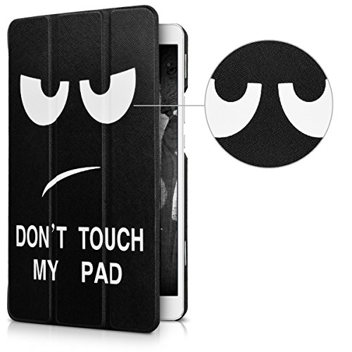 kwmobile Hülle für Huawei MediaPad M3 8.4 – Smart Cover Case Tablet Schutzhülle Kunstleder – Ultra Slim Tabletcase Don’t touch my Pad Design Weiß Schwarz - 8