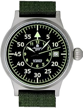Automatik Uhr von Aeromatic 1912 m. grünem NATO-Band Modell A1354