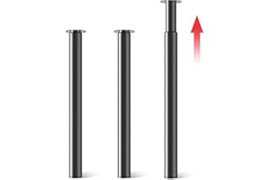 Hibtn 2 Pcs Adjustable Table Legs - Folding Table Leg for Breakfast Bar and Worktop Support Round Tube Height Adjustment 710-1100mm Black