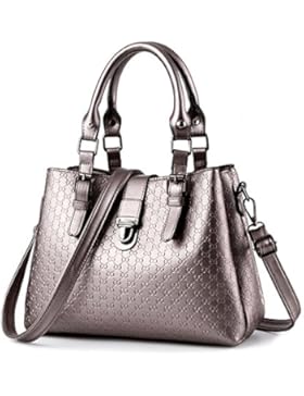 Myleas Frauen PU Leder Top Griff Schultertasche Umhängetasche Handtasche