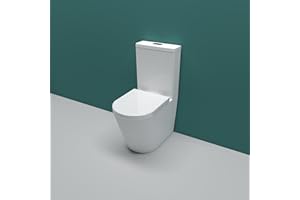 Sky Bathroom Rimless Close Coupled Toilet Soft Close Seat wc White Ceramic Pan